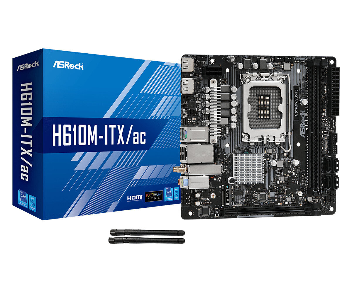 Asrock H610M-ITX/ac Intel H610 LGA 1700 Micro ITX cena un informācija | Mātesplates | 220.lv
