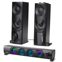 2 in 1 PC Speaker Soundbar Computer RGB LED Backlight Stereo Gaming USB 2 x 3W AUX 3.5 mm cena un informācija | Skaļruņi | 220.lv