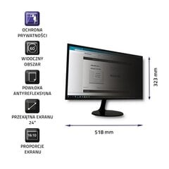 Qoltec 51061 Privacy filter 24" | 16:10 cena un informācija | Monitora turētāji | 220.lv