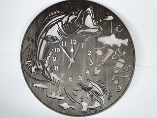 Деревянные тонированные настенные часы в подарок рыболову цена и информация | Оригинальные часы  | 220.lv