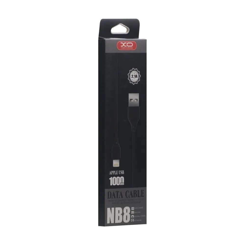 XO kabelis NB8 USB - Lightning 1,0 m 2,1A, melns цена и информация | Savienotājkabeļi | 220.lv
