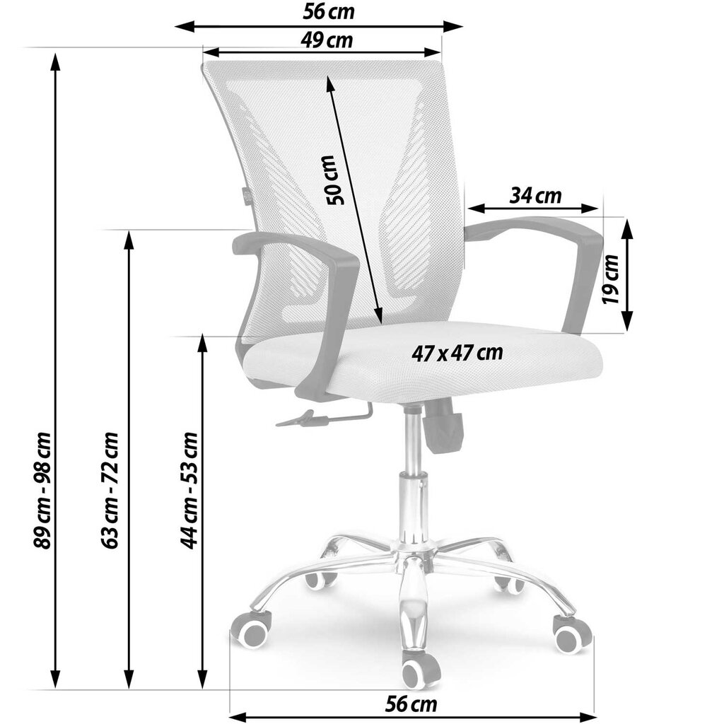 Biroja krēsls ar mikro sietu pelēks cena un informācija | Biroja krēsli | 220.lv