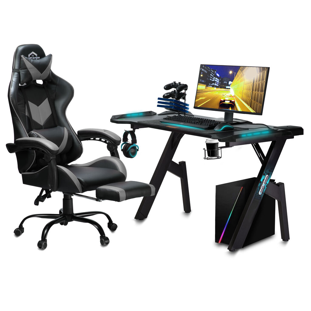 Spēļu krēsls, Smart Gamers, melns un pelēks cena un informācija | Biroja krēsli | 220.lv