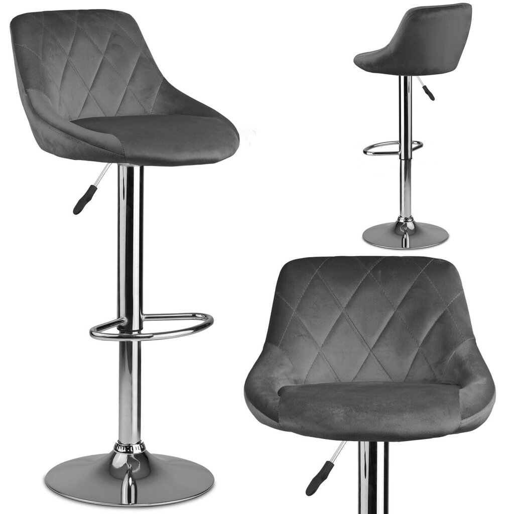 Bāra krēsls ar atzveltni, Nerra dark grey, pelēks cena un informācija | Virtuves un ēdamistabas krēsli | 220.lv