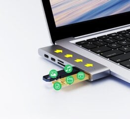 Adapteris 7in1 HUB USB-C HDMI 4K SD 2x USB 3.0 Thunderbolt 3.0 Macbook Pro / Air M1 M2 цена и информация | Адаптеры и USB разветвители | 220.lv