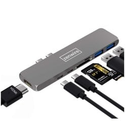 Adapteris 7in1 HUB USB-C HDMI 4K SD 2x USB 3.0 Thunderbolt 3.0 Macbook Pro / Air M1 M2 цена и информация | Адаптеры и USB разветвители | 220.lv