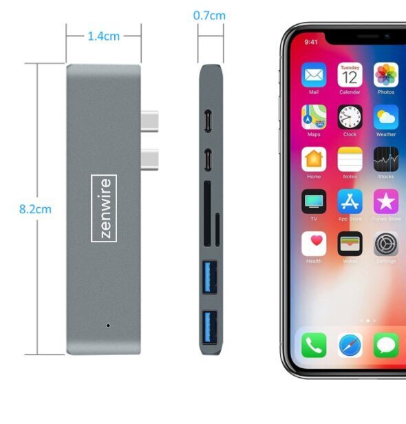 Adapteris 7in1 HUB USB-C HDMI 4K SD 2x USB 3.0 Thunderbolt 3.0 Macbook Pro / Air M1 M2 cena un informācija | Adapteri un USB centrmezgli | 220.lv