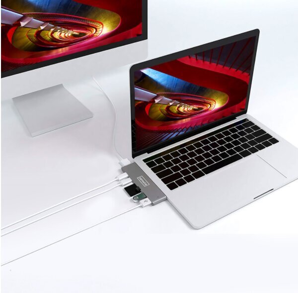 Adapteris 7in1 HUB USB-C HDMI 4K SD 2x USB 3.0 Thunderbolt 3.0 Macbook Pro / Air M1 M2 цена и информация | Adapteri un USB centrmezgli | 220.lv