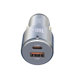 XO auto lādētājs CC47 PD QC 3.0 100W 1x USB 1x USB-C, tumši pelēks kaina ir informacija | Lādētāji un adapteri | 220.lv