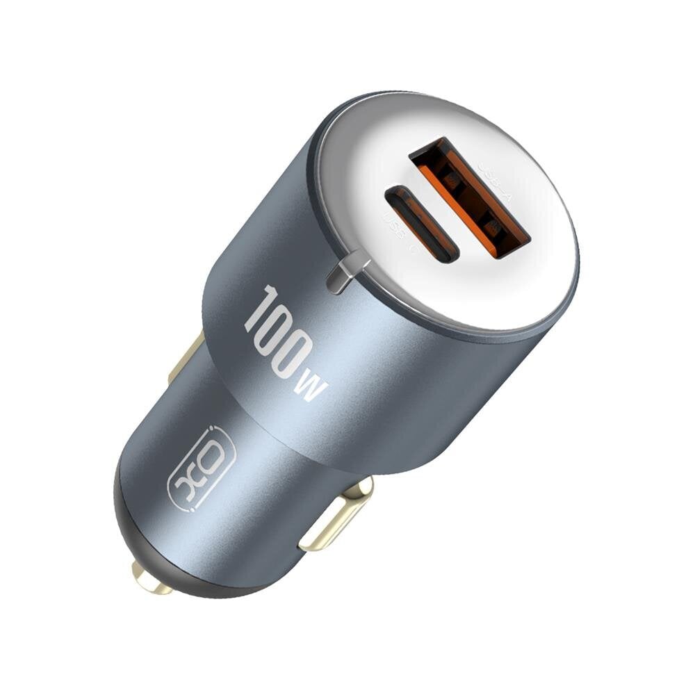 XO auto lādētājs CC47 PD QC 3.0 100W 1x USB 1x USB-C, tumši pelēks цена и информация | Lādētāji un adapteri | 220.lv