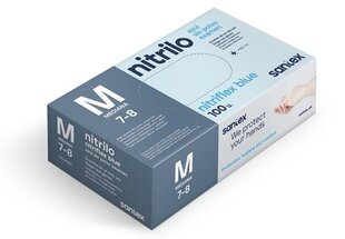 Перчатки нитриловые одноразовые Santex Nitriflex Blue M, 100шт. цена и информация | Рабочие перчатки | 220.lv