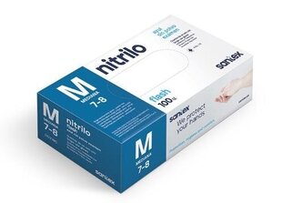 Перчатки нитриловые одноразовые Santex Nitrile Flash M, 100шт. цена и информация | Рабочие перчатки | 220.lv