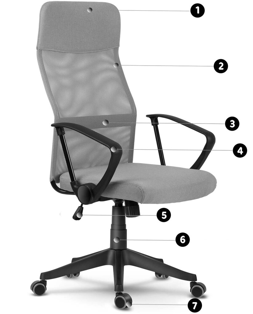 Biroja krēsls ar mikro sietu, Sydney, gaiši pelēks cena un informācija | Biroja krēsli | 220.lv