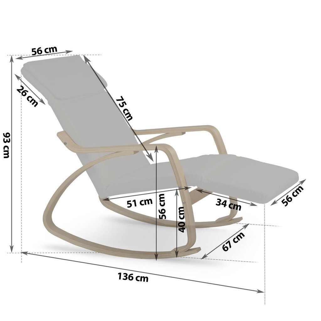 Šūpuļkrēsls, gaiši pelēks cena un informācija | Dārza krēsli | 220.lv