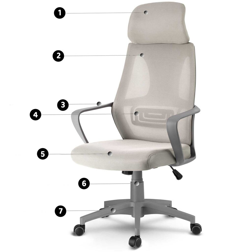 Biroja krēsls ar mikro sietu, gaiši pelēks cena un informācija | Biroja krēsli | 220.lv