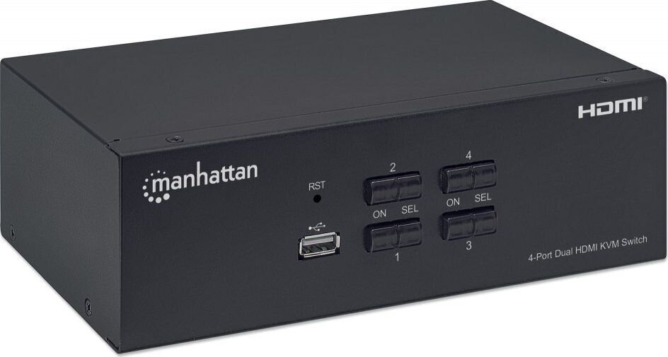 Slēdzis Manhattan HDMI / USB KVM 4x1 diviem ekrāniem 4K * 30 Hz cena un informācija | Rūteri (maršrutētāji) | 220.lv