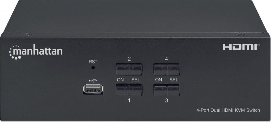 Slēdzis Manhattan HDMI / USB KVM 4x1 diviem ekrāniem 4K * 30 Hz cena un informācija | Rūteri (maršrutētāji) | 220.lv