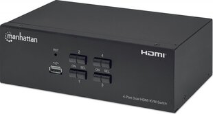 Slēdzis Manhattan HDMI / USB KVM 4x1 diviem ekrāniem 4K * 30 Hz цена и информация | Маршрутизаторы (роутеры) | 220.lv
