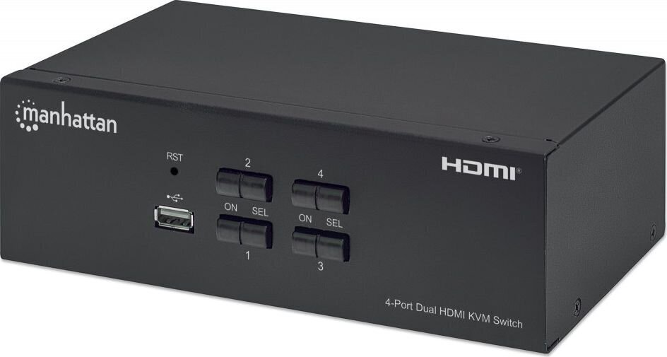Slēdzis Manhattan HDMI / USB KVM 4x1 diviem ekrāniem 4K * 30 Hz cena un informācija | Rūteri (maršrutētāji) | 220.lv