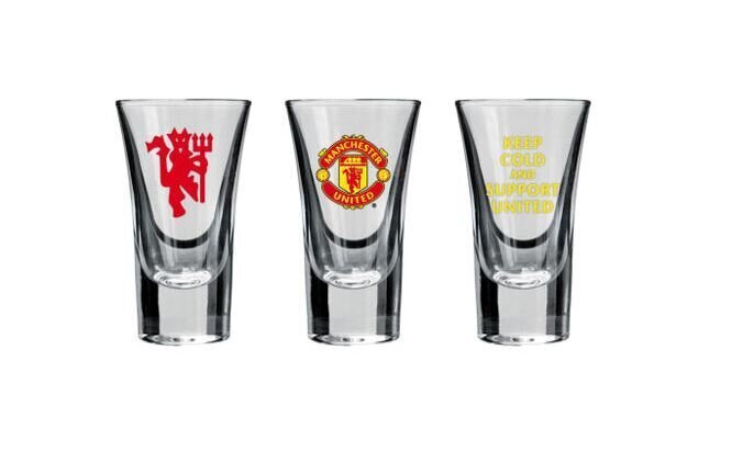 Glāzes degvīnam Manchester United Support United, 50 ml, 3 gab. cena un informācija | Glāzes, krūzes, karafes | 220.lv