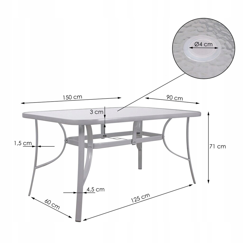 Dārza galds Springos GF1013, gaiši pelēks cena un informācija | Dārza galdi | 220.lv