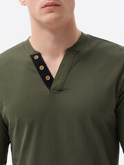 Vīriešu krekls ar garām piedurknēm Ombre L133 olīvu cena un informācija | Vīriešu T-krekli | 220.lv