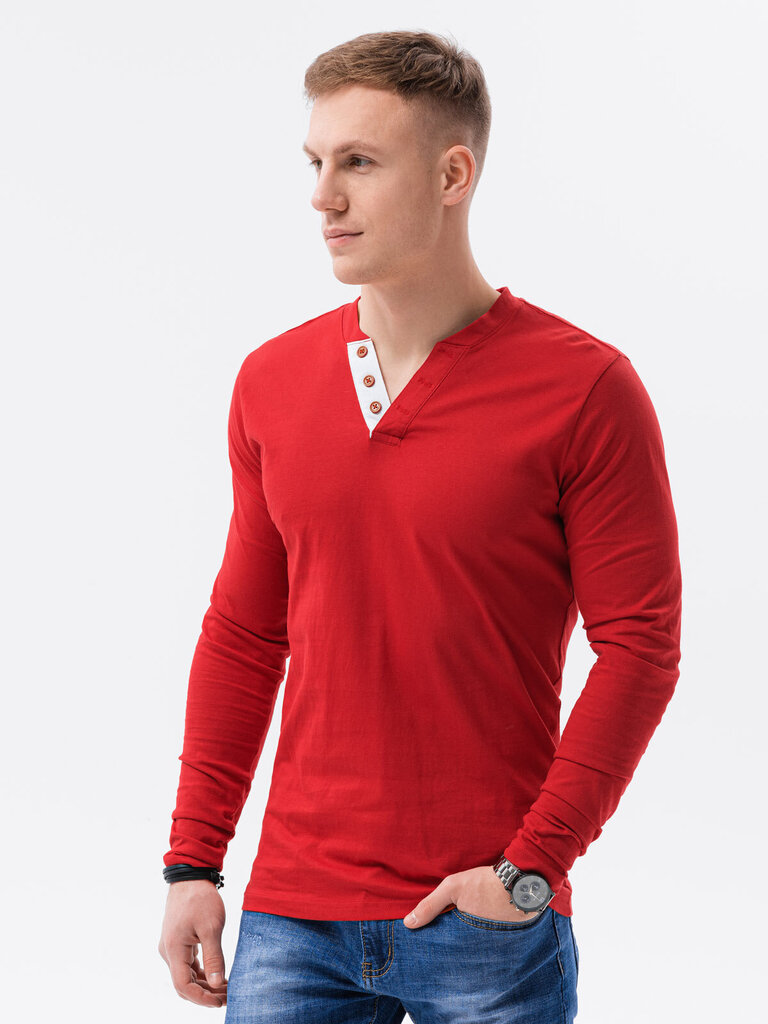 Vīriešu krekls ar garām piedurknēm Ombre L133 sarkans цена и информация | Vīriešu T-krekli | 220.lv