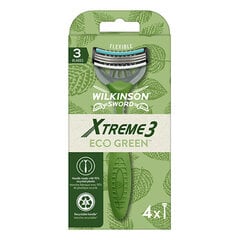 Disposable razor for men Xtreme3 ECO Green 4 pcs cena un informācija | Skūšanās piederumi, kosmētika | 220.lv