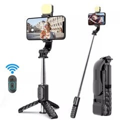 Pašbilžu nūja ar LED gaismu, statīvu un bluetooth funkciju LIVMAN Q11s (selfie stick) cena un informācija | Selfie Sticks | 220.lv