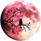 Tumsā mirdzoša sienas uzlīme Sarkans mēness ar melnu kaķi, pašlīmējošas, telpu dekori, vienreizējās, vinila uzlīmes 1gab (30 cm diametrs) цена и информация | Dekoratīvās uzlīmes | 220.lv