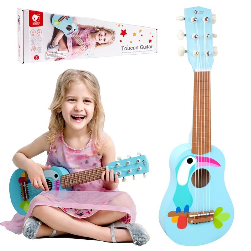 Koka ģitāra bērniem Classic world, zila cena un informācija | Attīstošās rotaļlietas | 220.lv