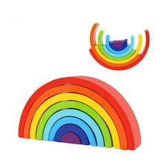 Koka varavīksnes puzle Montessori cena un informācija | Rotaļlietas zīdaiņiem | 220.lv