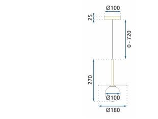 Zelta piekaramā lampa Zelta abažūrs 10cm APP939-1CP цена и информация | Настенный/подвесной светильник Eye Spot 11 BL, чёрный | 220.lv