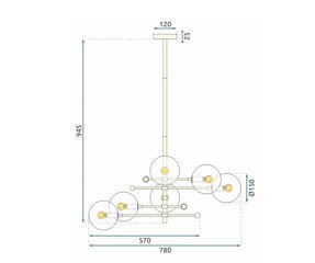 Piekaramā lampa Zelta stikla lodītes 6 gab APP919-6CP цена и информация | Люстры | 220.lv