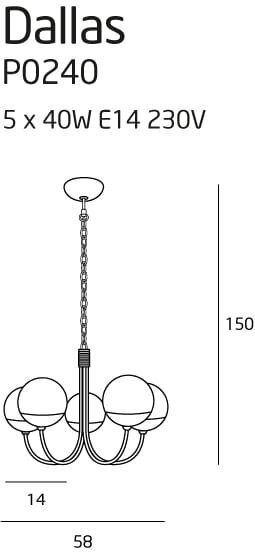 MaxLight piekarināma lampa Dallas 5 cena un informācija | Piekaramās lampas | 220.lv