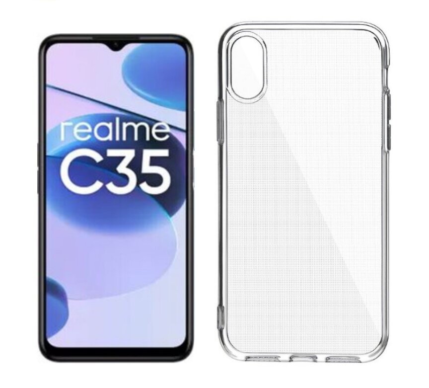 TakeMe Clear sērijas Caurspīdīgs 2mm plāns aizmugures maks priekš Realme C35 cena un informācija | Telefonu vāciņi, maciņi | 220.lv