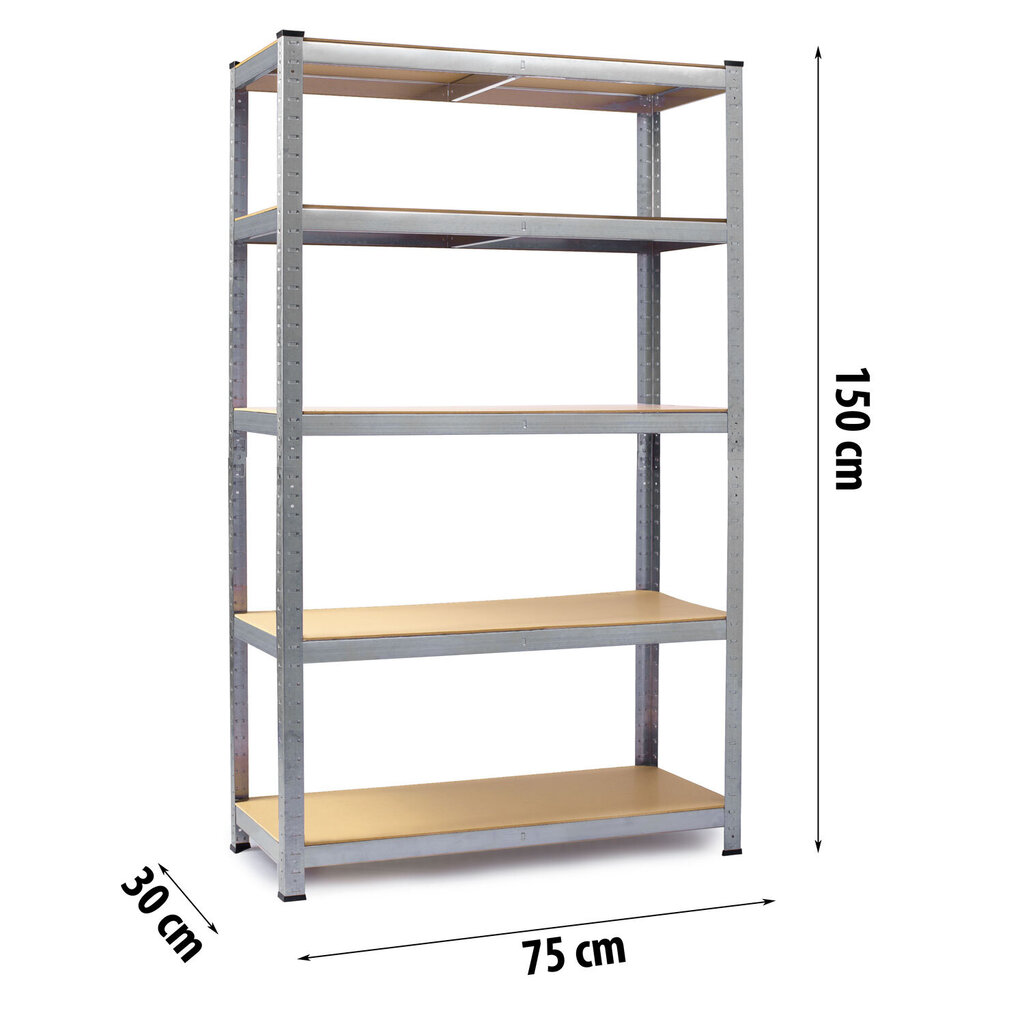 Metāla plaukts uzglabāšanai, 150 x 75 x 30 cm cena un informācija | Saimniecības plaukti | 220.lv