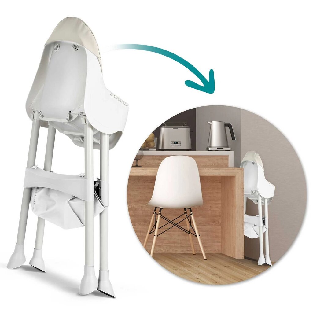 Augsts krēsls ar galdu un priekšautiņu, pelēks cena un informācija | Barošanas krēsli | 220.lv