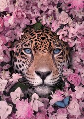 Dimanta mozaīkas leopards un ziedi 40x50 cm cena un informācija | Dimantu mozaīkas | 220.lv