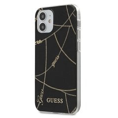 Guess vāciņš paredzēts iPhone 12 Mini 5,4" GUHCP12SPCUCHBK black hard case Gold Chain Collection cena un informācija | Telefonu vāciņi, maciņi | 220.lv