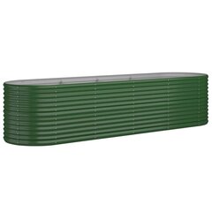 vidaXL dārza puķu kaste, 296x80x68 cm, pulverkrāsots tērauds, zaļa cena un informācija | Podi stādiem un pārstādīšanai | 220.lv