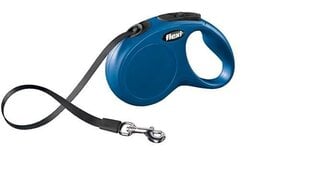 Собачий поводок-рулетка Flexi Classic S 5 м, синий цена и информация | Поводки для собак | 220.lv