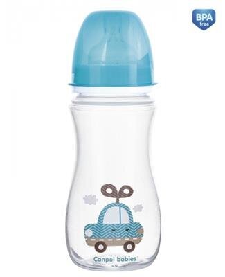 Antiholiska pudele ar platu kaklu Canpol Babies EasyStart 35/221, 240 ml, zila цена и информация | Bērnu pudelītes un to aksesuāri | 220.lv