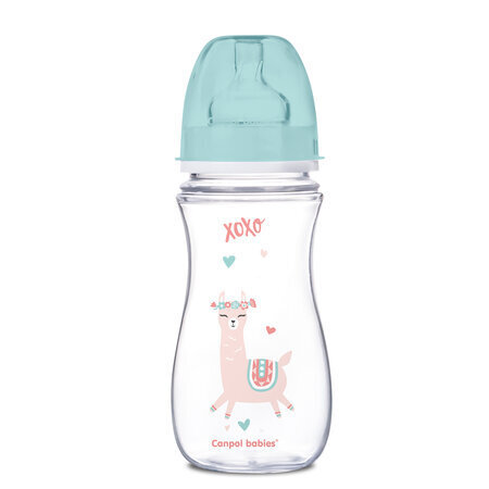 Antiholiska pudele ar platu kaklu Canpol Babies EasyStart 35/222, 300 ml, zaļa цена и информация | Bērnu pudelītes un to aksesuāri | 220.lv