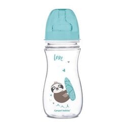 Antiholiska pudele ar platu kaklu Canpol Babies EasyStart 35/222, 300 ml, zila cena un informācija | Bērnu pudelītes un to aksesuāri | 220.lv