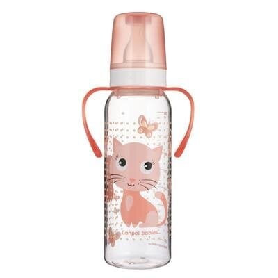 Pudele ar rokturi Canpol Babies Cute Animals 11/845, 250 ml cena un informācija | Bērnu pudelītes un to aksesuāri | 220.lv