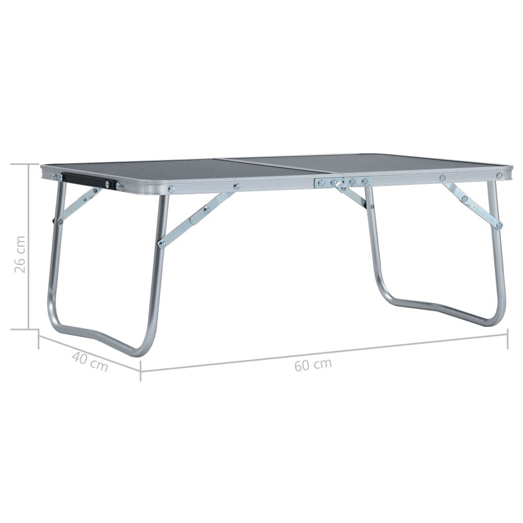 Saliekamais kempinga galds, pelēks, 60x40cm, alumīnijs цена и информация |  Tūrisma mēbeles | 220.lv