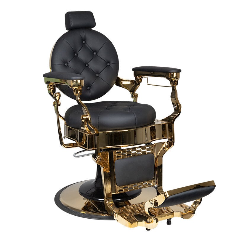 Profesionāls friziera krēsls Gabbiano Claudius Gold, melns cena un informācija | Mēbeles skaistumkopšanas saloniem | 220.lv