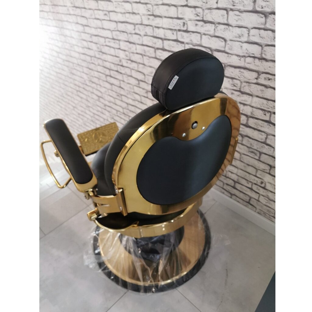 Profesionāls friziera krēsls Gabbiano Giulio Gold, melns цена и информация | Mēbeles skaistumkopšanas saloniem | 220.lv