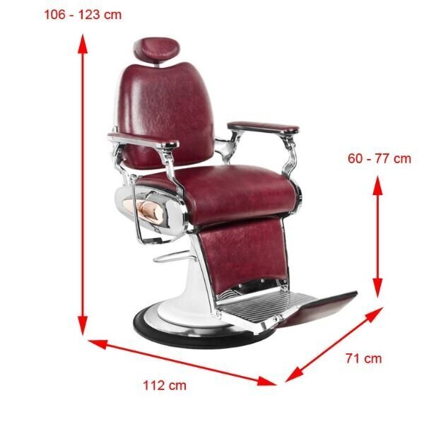 Profesionāls friziera krēsls Gabbiano Moto, sarkans cena un informācija | Mēbeles skaistumkopšanas saloniem | 220.lv